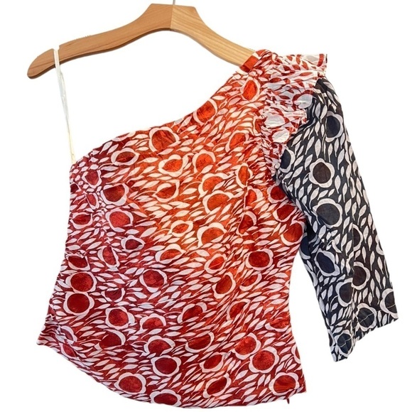 ANTHROPOLOGIE Cecelia Pettersson Boho One Shoulder Blouse Size 8 NEW - Picture 5 of 6